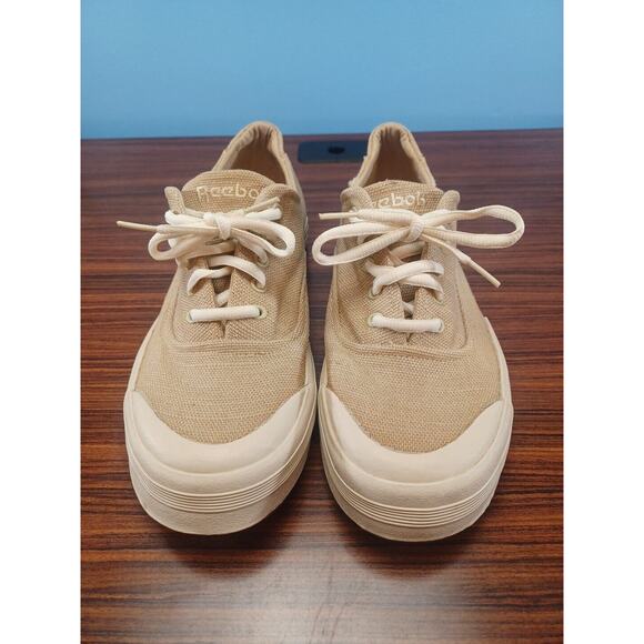Reebok Beige Canvas Style Sneakers Shoes Size 10 - Picture 1 of 8
